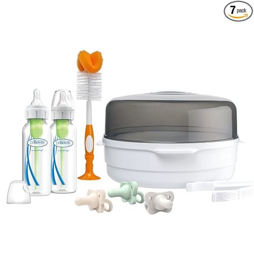 Dr. Brown's Natural Flow Anti-Colic Options+ Microwave Sterilizer Gift Set with HappyPaci Pacifiers