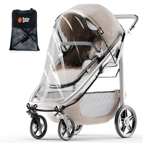 Baby Uma Universal Stroller Rain Cover - 100% Waterproof PEVA Stroller Cover for Rain, Snow & Wind Protection, Stroller Accessories (+ Travel Bag)