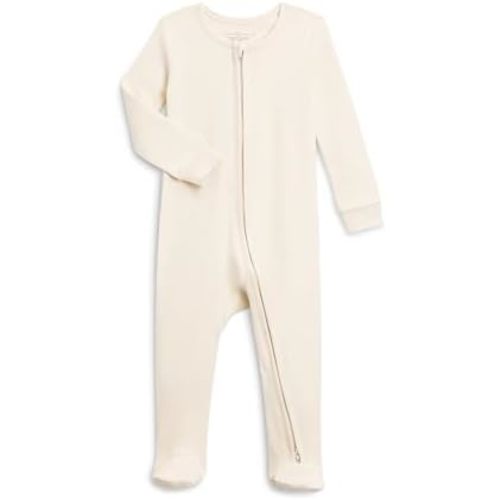 Colored Organics Baby Zip-Up Footed Sleeper with 2-Way Zipper - Newborn Organic Cotton Pajamas