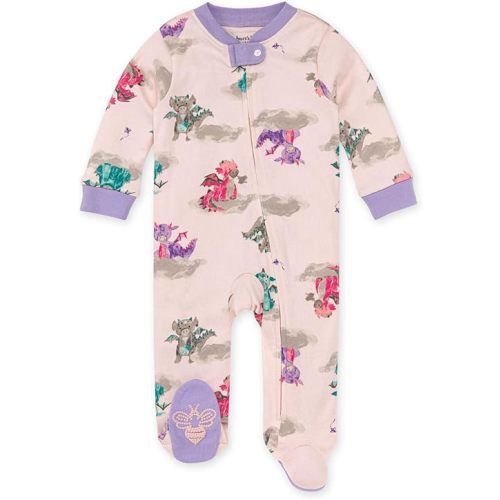 Burt's Bees Baby Girls Pajamas, Sleep and Play Loose Fit, 100% Organic Cotton Soft One-piece PJs, Sizes NB to 6-9 Months