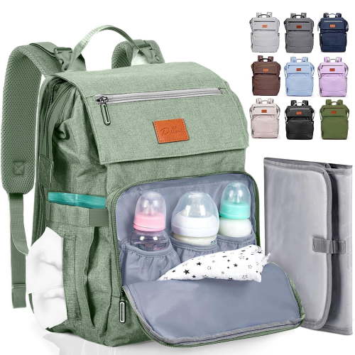 PILLANI Baby Diaper Bag Backpack - Large Bag for Boys & Girls, Waterproof Diaper Backpack - Travel Diaper Bags w/Changing Pad, Baby Registry Search & Shower Gifts - Essentials Must Haves Newborn Stuf
