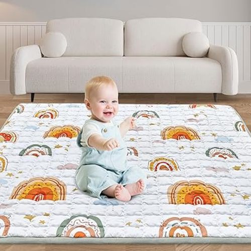 Baby Play Mat for Floor,50" X 50" Playpen Mat for Babies,Foldable & Washable Baby Crawling Mat,Non-Slip Cushioned Baby Floor Mat,Activity Baby Playpen Mat for Infants