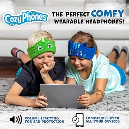 CozyPhones PJ Masks Catboy Kids Headphones Over The Ear Headband Headphones - Volume Limited with Thin Speakers & Soft Fleece Headband
