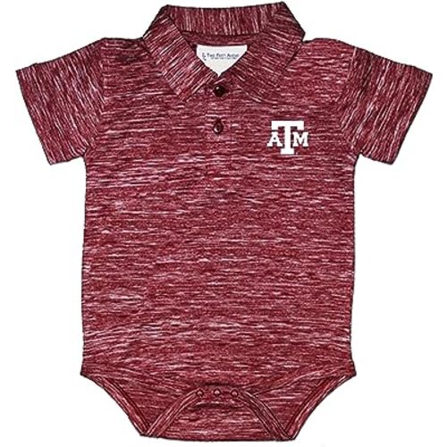 Two Feet Ahead Space Dye Short Sleeve Golf Polo Baby Bodysuit Creeper Newborn Infants Sizes 0-3M-6M-12