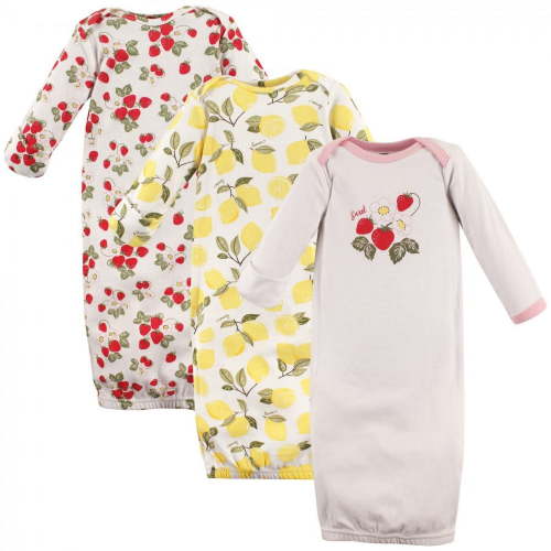 Hudson Baby Girl Gowns, 3-pack