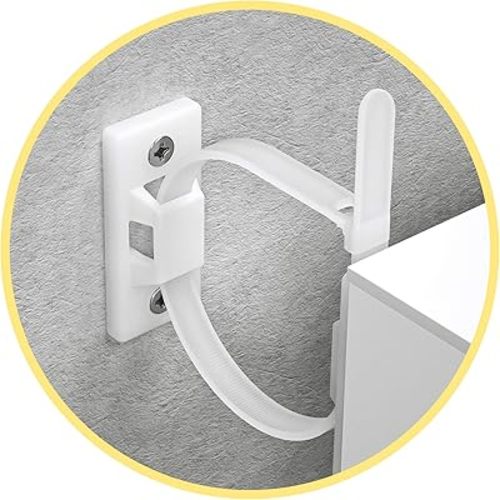 4our Kiddies Furniture Straps (6 Pack) Baby Proofing Anti Tip Furniture Anchors Kit, Cabinet Wall Anchors Protect Toddlers from Falling Furniture, Adjustable Child Safety Straps Earthquake Resistant