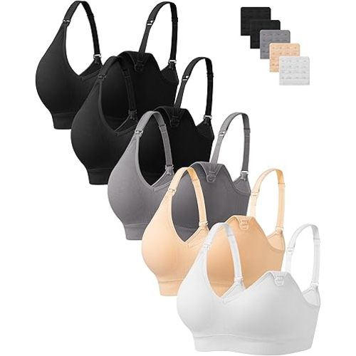 HBselect Nursing Bras for Breastfeeding Women Maternity Bras Seamless Wireless Pregnancy Sleep Bra with Bra Extenders