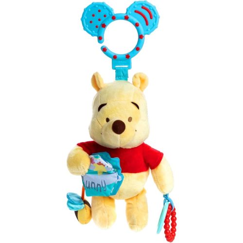 KIDS PREFERRED Disney Baby Winnie The Pooh Multi Sensory Activity Toy with Teethers, Crinkle Textures, and Clip for On The Go Fun for Infant and Baby Boys and Girls