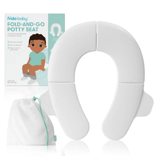 Frida Baby Fold n Go Potty Toilet Training Seat - White: Folds for Easy Transport, 60 lbs Capacity, Plastic Construction