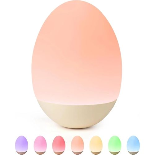 Egg Night Light for Nursery: Baby Night Lights Tap Lamp Stepless Dimming with Warm White and 7 RGB Colors Rechargeable Portable for Infant and Kids Bedroom Breastfeeding Sleep Aid