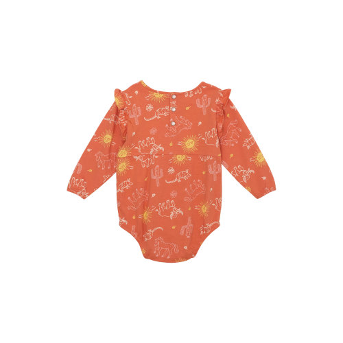 Wrangler Infant Girl's Coral Sunny Western Onesie