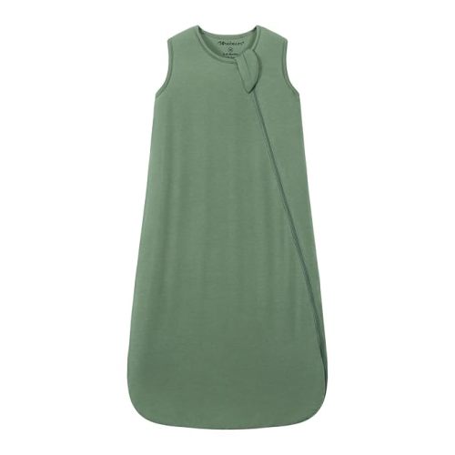 Mosebears Unisex Baby Sleep Sack 1.0 TOG, Supersoft Rayon Made from Bamboo Wearable Blanket with 2-Way Zipper (Dark Green,0-6 Months)