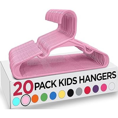 Utopia Home 20 Pack Kids Hangers - 11.5 Inch Plastic Baby Hangers for Closet - Childrens Hanger for Clothes & Infant Hanger for Closet - for Everyday Standard Use (Baby Pink)