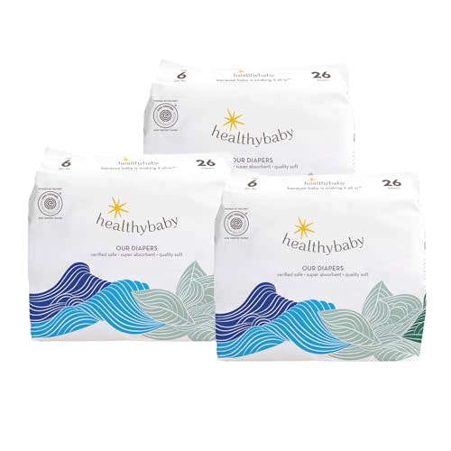 Our Diapers | EWG Verified Safe & Plant-Based Diapers | Leak Protection | Soft Organic Cotton Shell | Chlorine-Free Diaper for Sensitive Skin | Size 6 (27-35 lbs) 78 Count