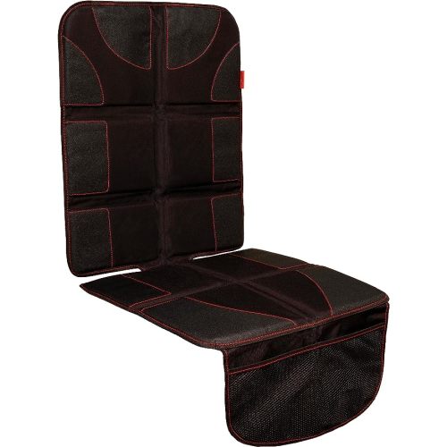 Lusso Gear Car Seat Protector - 1-Pack, Black with Red Stitching, Universal Fit - Waterproof Car Seat Cover & Backseat Protector with 8-Layer Padding & Non-Slip Backing - 2 Mesh Pockets for Travel