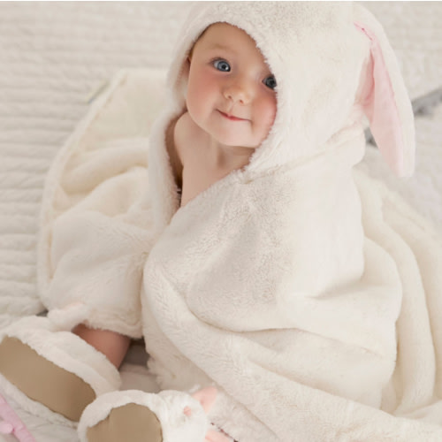 Faux-Fur Animal Baby Hooded Towels