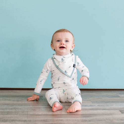 Zippered Romper in Blue Heron