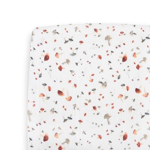Little Unicorn Cotton Muslin Fitted Crib Sheet | Super Soft | Sized for Standard Baby Crib Mattress & Toddler Bed | 52" x 28" x 6" | Unisex (Mushrooms)