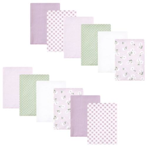 Luvable Friends Hudson Baby Flannel Burp Cloths 12pk, Purple Floral