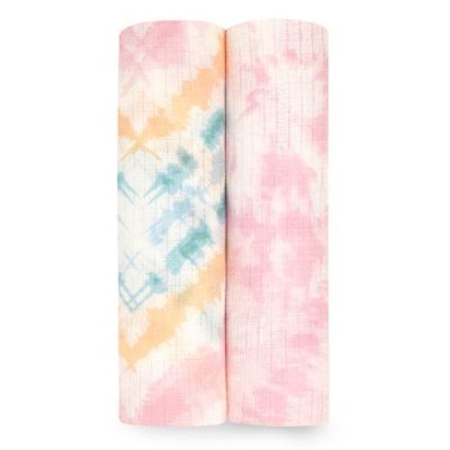 aden + anais essentials® Silky Soft 2-Pack Color Burst Swaddle Blankets in Pink - PINK - 44" X 44"