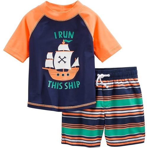 Simple Joys by Carter's Toddlers and Baby Boys' Swimsuit Trunk and Rashguard Set
