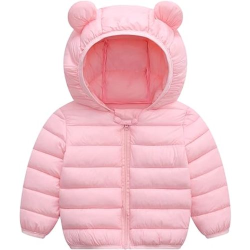 XMWEALTHY Baby Boys Girls Winter Coats Toddler Bear Hoods Down Jacket Infant Kids Light Puffer Padded Outwear 6M-3T