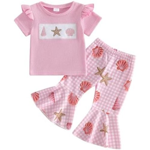 Toddler Baby Girl Summer Clothes Seashell Starfish T Shirt Tops Bell Bottoms Set 6 12 18 24 months 2t 3t 4t Outfit