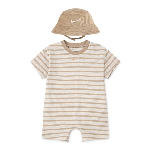 Stripe Romper & Bucket Hat Set, 9M