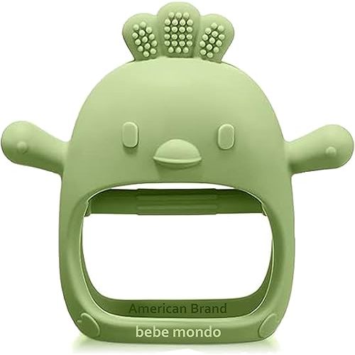 Infant Toys 0-6, Teething Toys 3-6 6-12 Months, Anti Drop Hand Teethers Baby Chew Toys for Teething Relief, Silicone Teether Pacifier Teething Mitten Newborn Toy 0 3 for Sucking Needs,BPA Free- Olive