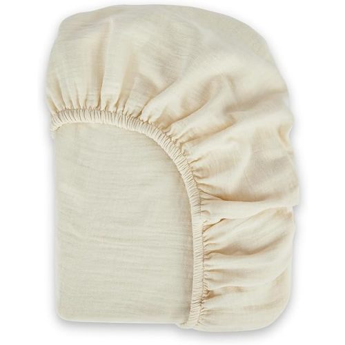 Bioweaves Organic Cotton Muslin Crib Sheet, GOTS Certified Fitted Crib Mattress Sheet, Extra Soft & Breathable for Baby Boys & Girls, 52" x 28”, 8 Inch Pocket, Natural