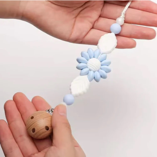 Floral Handmade Silicone Pacifier Chain Clip