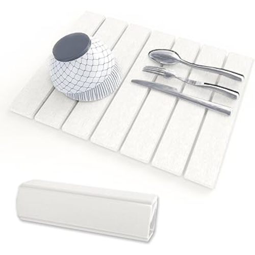 Stone Drying Mat for Kitchen Counter, 16"×12" Heat-resistant Mat, Collapsible and Super Absorbent Dish Drying Stone Mat, Diatomaceous Earth Mats for Dishes Bottles Cups, White