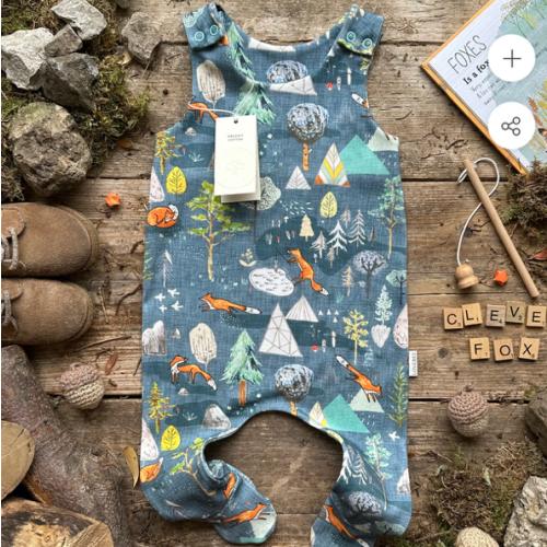 Blue Fox Mountain Footed Romper