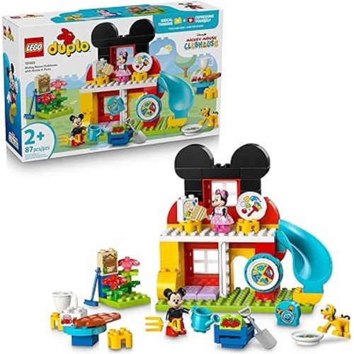 LEGO DUPLO Disney Mickey Mouse Clubhouse with Minnie & Pluto Building Toy - Fine Motor Skill Toy for Toddlers, Ages 2+ - Mickey Mouse Toy for Boys & Girls - Birthday Gift for Kids - 10465