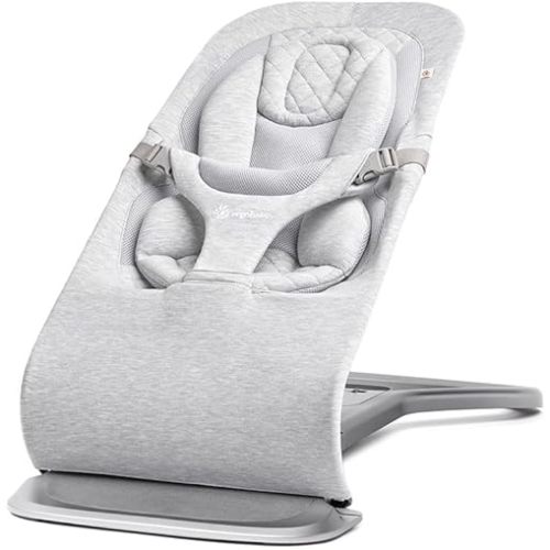 Ergobaby Evolve 3-in-1 Bouncer, Adjustable Multi Position Baby Bouncer Seat, Fits Newborn to Toddler, Parents Best for Baby Award Winner, Light Grey