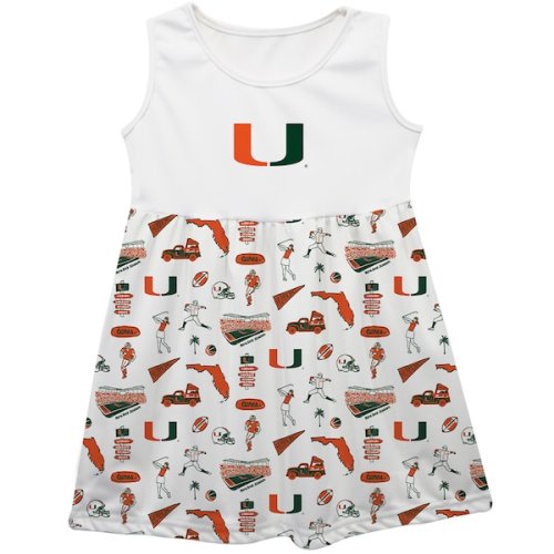 Miami Hurricanes Vive La Fete Girls Infant Impressions Artwork Tank Top Dress - White