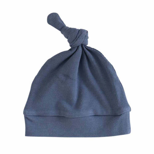 Steel Blue Ribbed Bamboo Knotted Hat