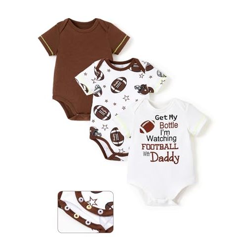 PATPAT Baby Bodysuits Rayon Super Durable - Short Sleeve for Boys and Girls - Newborn Infant Unisex Gift Clothes - 3 Pack