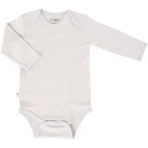 Baby Bodysuit, Long Sleeve, Merino Wool, Oat, 3-6M