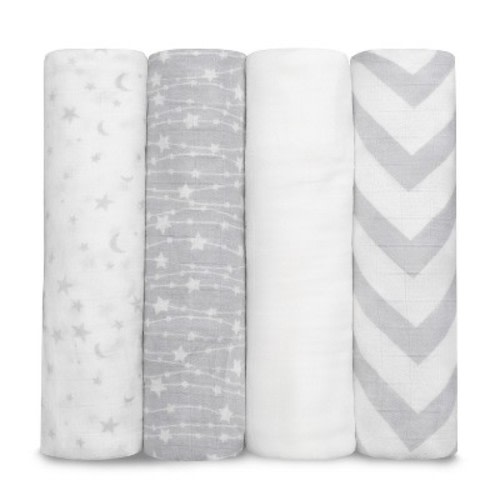 Muslin Swaddle Blankets Neutral Receiving Blanket for Boys and Girls by Comfy Cubs, Color: Grey