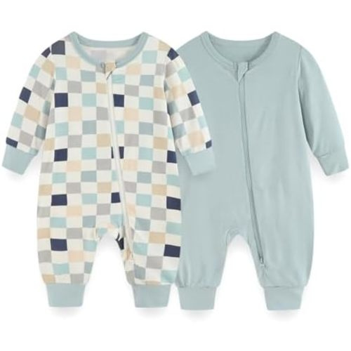 Unisex Rayon Made from Bamboo Zipper Baby Boy Girl Rompers 2 Pcak Long Sleeve Infants Jumpsuits New Born Clothes