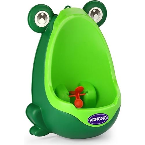 Toddler Urinal for Boys, Frog Potty Training Toilet with Spinning Target, Ages 1-6 (Green)