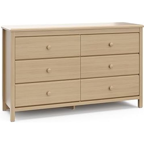 Storkcraft Alpine 6 Drawer Double Dresser (Driftwood) – GREENGUARD Gold Certified, Dresser For Nursery, 6 Drawer Dresser, Kids Dresser, Nursery Dresser Drawer Organizer, Chest of Drawers