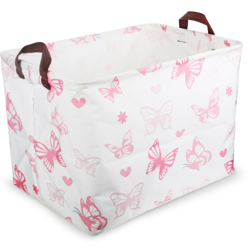 ZUEXT Laundry Hamper, Waterproof Collapsible Laundry Baskets with Handles, Easy to Carry, Dirty Hampers for Bedroom, Bathroom, Dorm, College(Pink Butterfly)