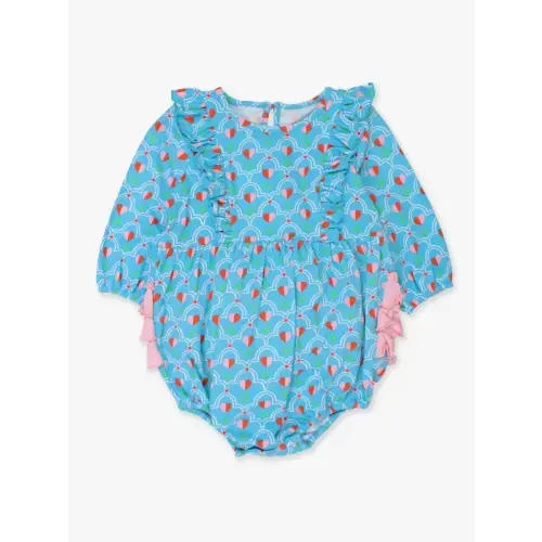 Sweetheart Blooms Long Sleeve Waterfall Bubble Romper | RuffleButts & RuggedButts