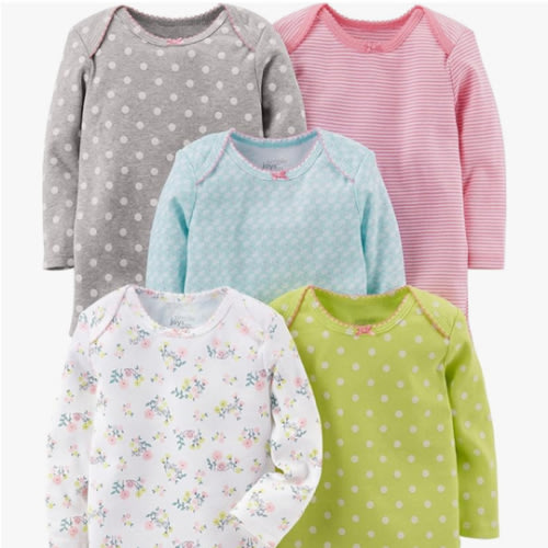 Simple Joys by Carter's Baby Girls' Long-Sleeve Bodysuit, Pack of 5
