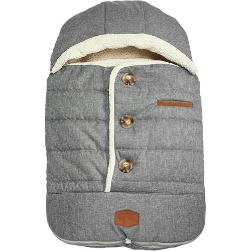 JJ Cole Bundle Me Winter Baby Car Seat Cover and Bunting Bag - Weather Resistant Baby Carrier Cover - Stroller Accessories and Winter Baby Essentials - Heather Gray