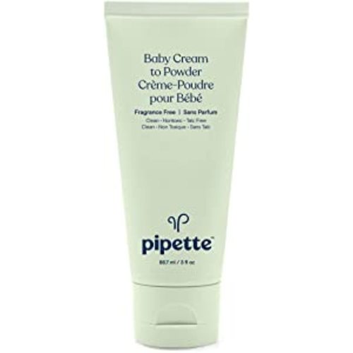 Pipette Baby Cream to Powder - Talc-Free Baby Powder, Keep Baby's Skin Happy, Squalane Helps Restore The Natural Balance of Baby’s Skin, Fragrance Free, 3 oz