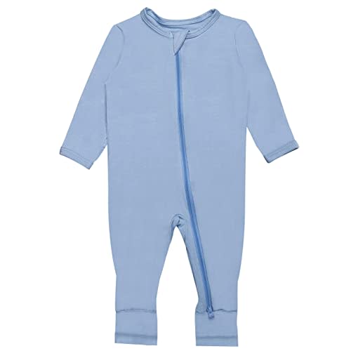 GUISBY Baby Footless Rompers, Rayon Pajamas 2 Way Zipper with Long Sleeve Sleeper