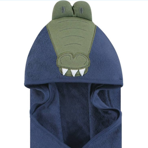 Hudson Baby Unisex Baby Cotton Animal Face Hooded Towel, Alligator, One Size